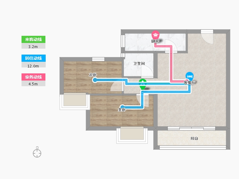 海南省-海口市-菏建海景湾-53.83-户型库-动静线