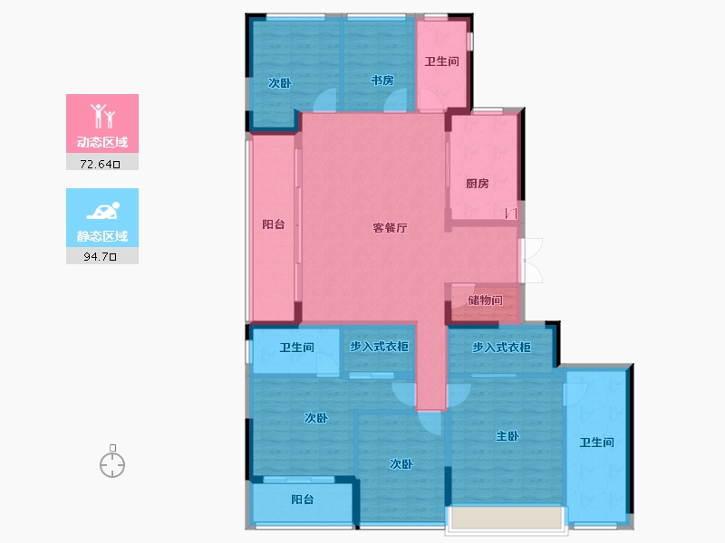 浙江省-杭州市-滨江建杭江晖府-151.32-户型库-动静分区