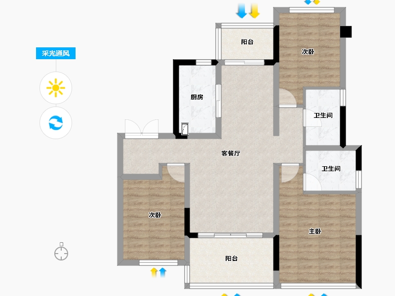 四川省-成都市-龙湖三千云锦-93.01-户型库-采光通风