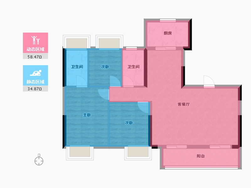 湖北省-武汉市-武汉城建花山印象二期-84.04-户型库-动静分区