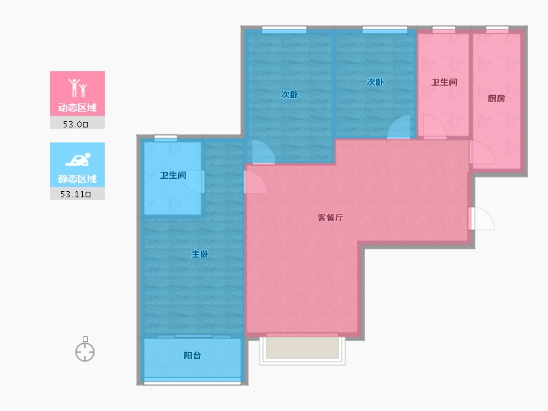 河北省-廊坊市-宝石花苑-97.17-户型库-动静分区