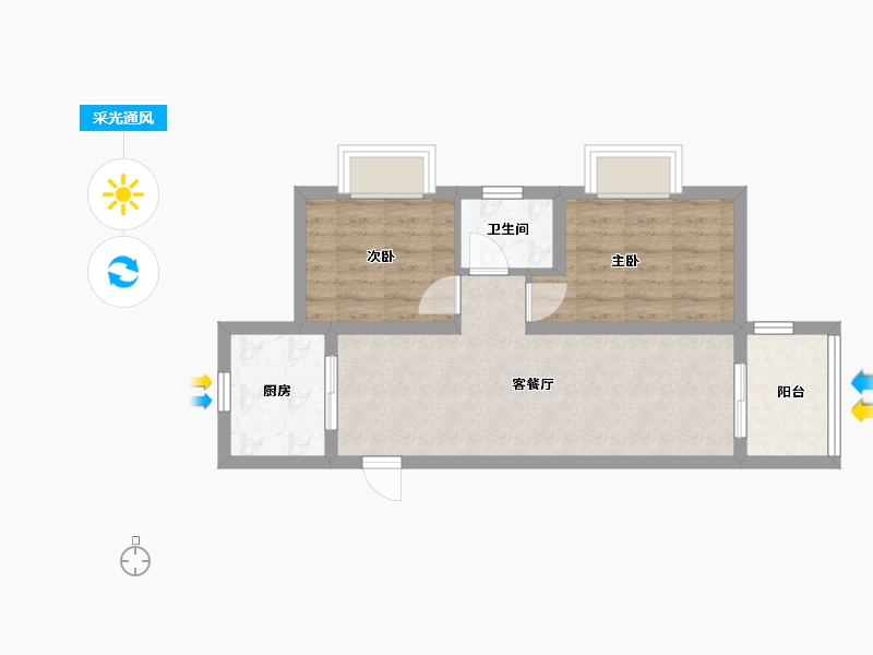 海南省-海口市-菏建海景湾-51.20-户型库-采光通风