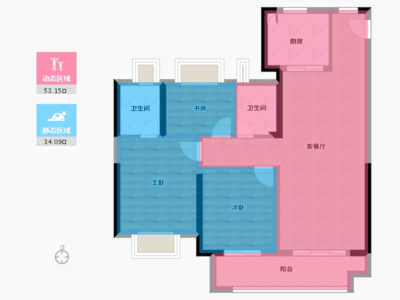 湖北省-武汉市-天创黄金时代-77.61-户型库-动静分区