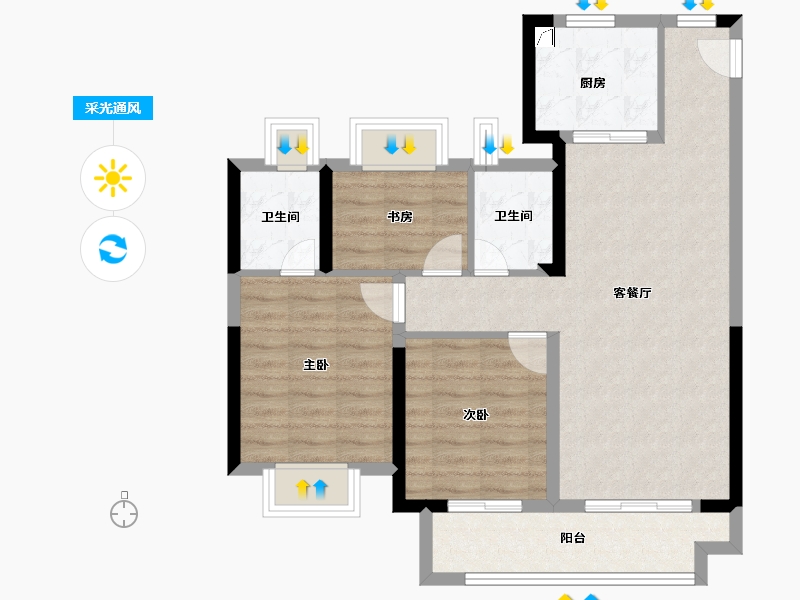 湖北省-武汉市-天创黄金时代-77.61-户型库-采光通风