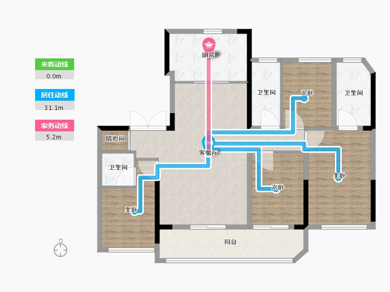 湖北省-武汉市-香港置地·元庐-134.00-户型库-动静线