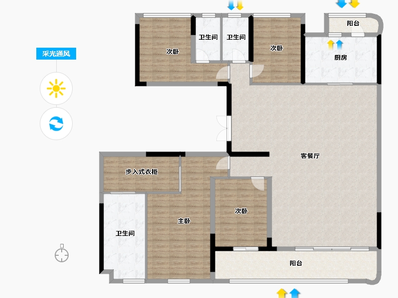 湖北省-武汉市-香港置地·元庐-188.00-户型库-采光通风