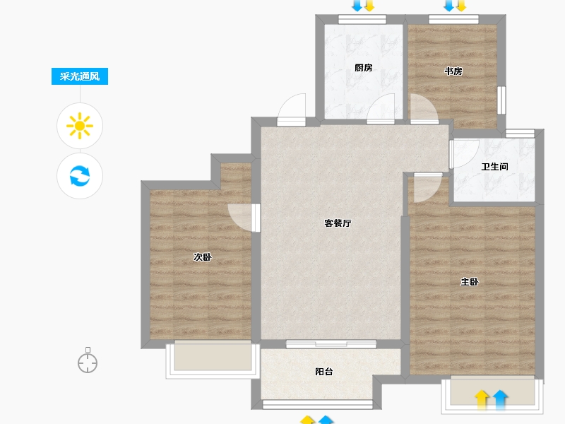 上海-上海市-港城悦庭-77.60-户型库-采光通风