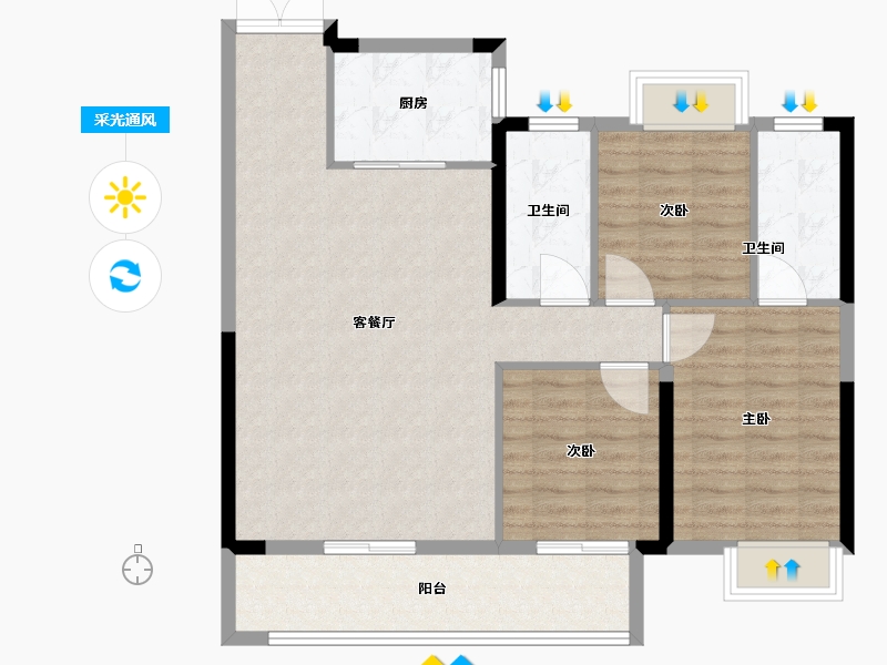 湖北省-武汉市-香港置地·元庐-95.00-户型库-采光通风