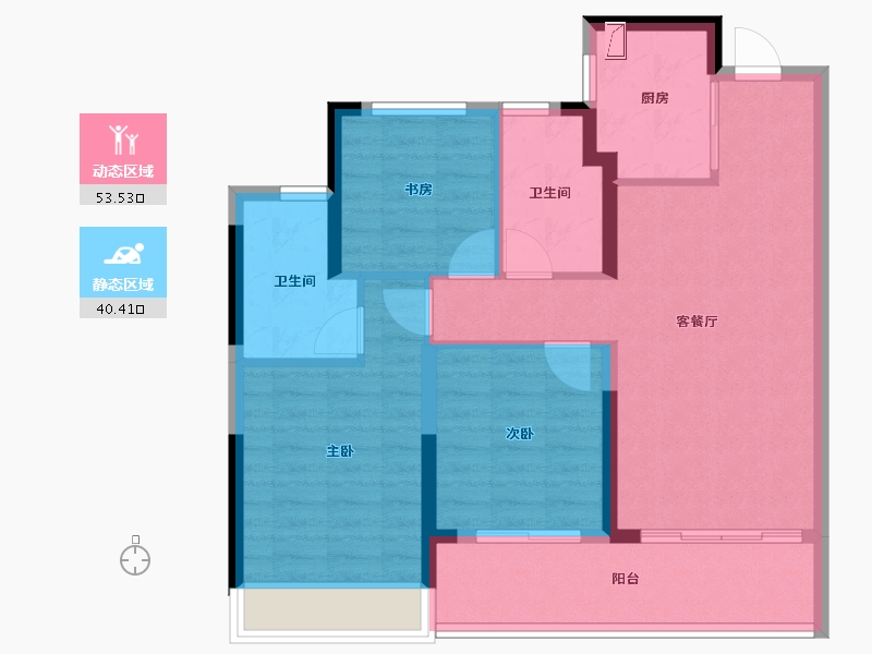 浙江省-杭州市-中天大家悦潮云望府-84.00-户型库-动静分区