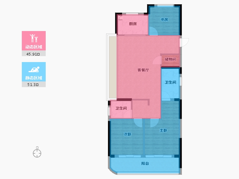 浙江省-杭州市-中天大家悦潮云望府-88.03-户型库-动静分区