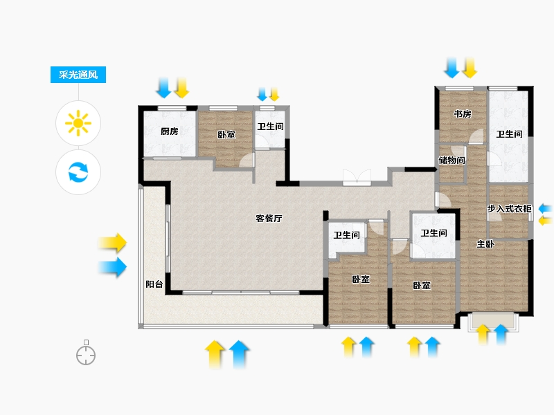 浙江省-宁波市-蓝城·兰香园-194.55-户型库-采光通风