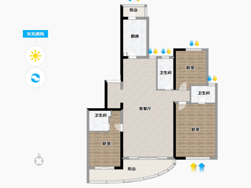 湖北省-武汉市-BFC复星外滩中心·御江廷-140.02-户型库-采光通风