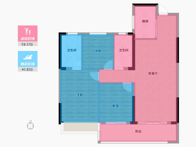 浙江省-杭州市-紫阅云宸里-89.72-户型库-动静分区