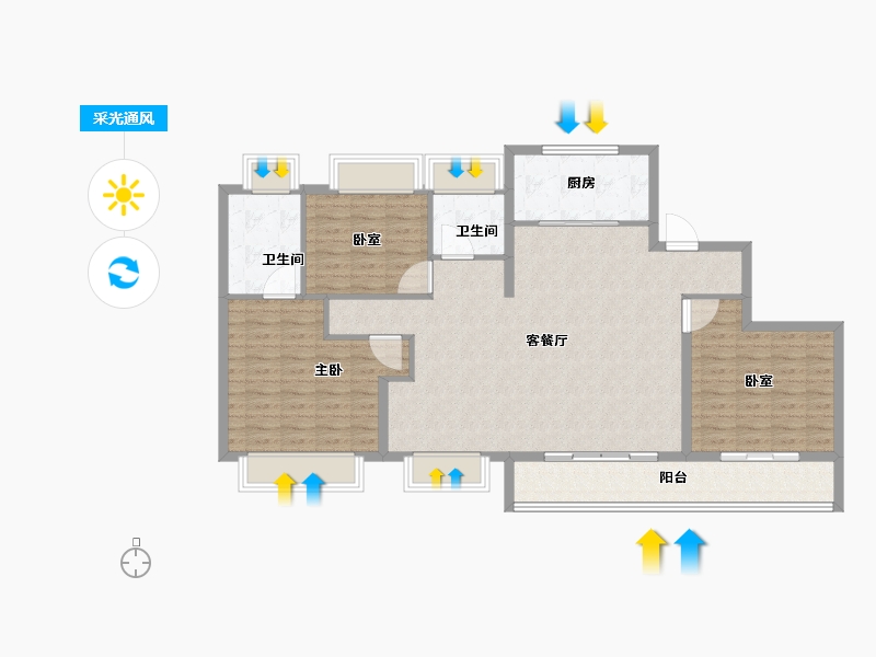 湖北省-武汉市-绿城湖畔雲庐-114.40-户型库-采光通风