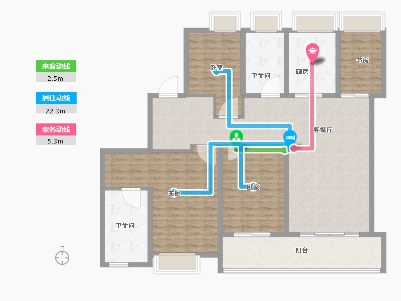 湖北省-武汉市-绿城湖畔雲庐-136.10-户型库-动静线