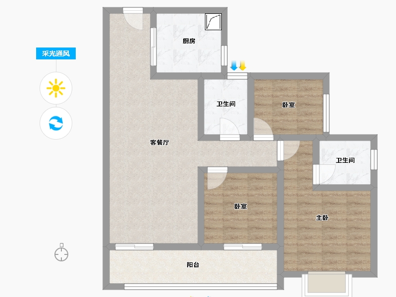 广东省-广州市-华发越秀·和樾府-79.00-户型库-采光通风