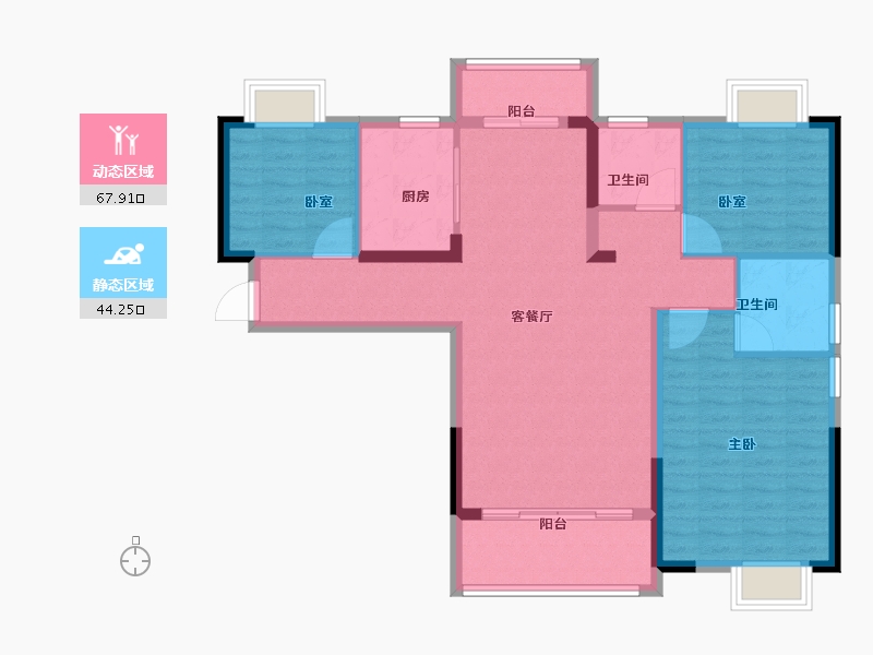 湖北省-武汉市-鼎盛璟城-101.30-户型库-动静分区