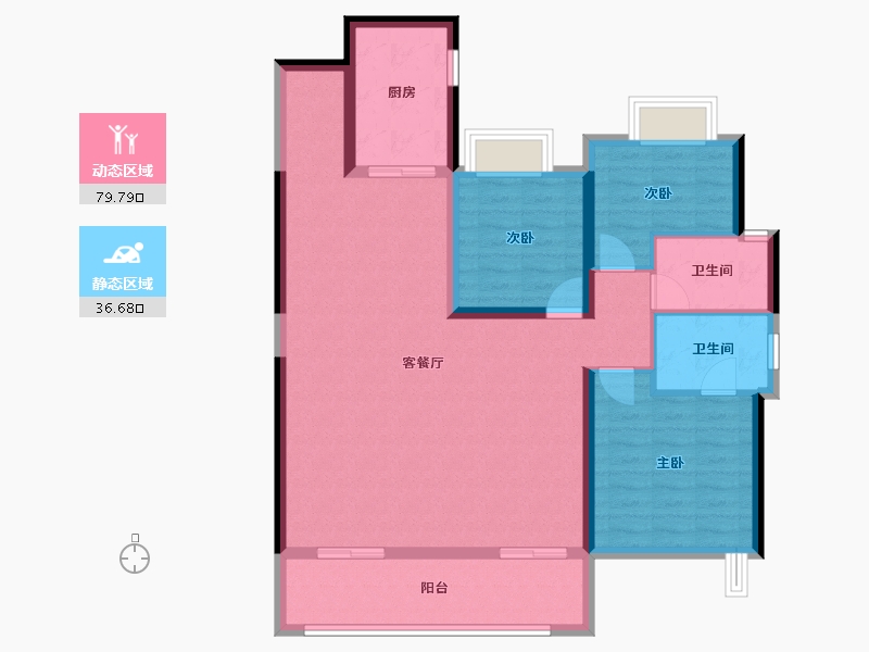 湖北省-武汉市-天创坦达·月湖云庄-104.85-户型库-动静分区