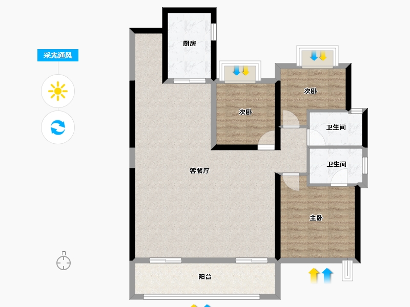 湖北省-武汉市-天创坦达·月湖云庄-104.85-户型库-采光通风