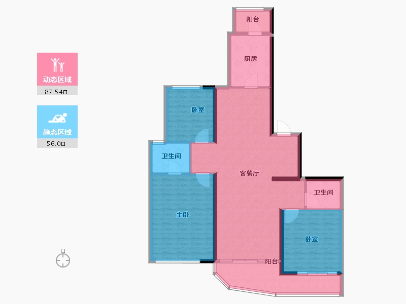 湖北省-武汉市-BFC复星外滩中心·御江廷-130.80-户型库-动静分区