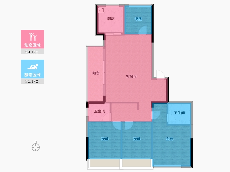 浙江省-杭州市-绿城华润晓月映翠-99.92-户型库-动静分区