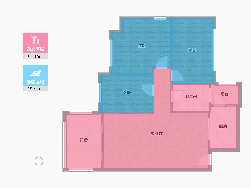 广东省-广州市-翠山蓝天苑-82.70-户型库-动静分区