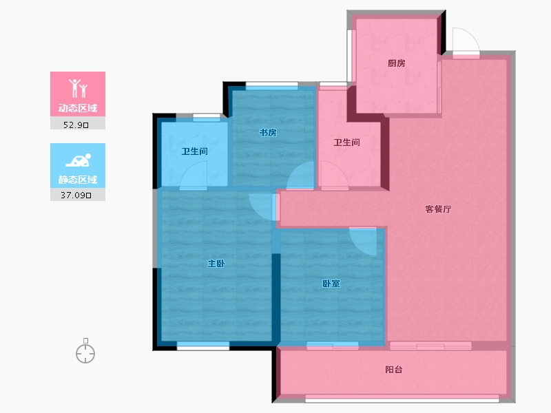 浙江省-宁波市-奥克斯·山悦云庭-81.00-户型库-动静分区