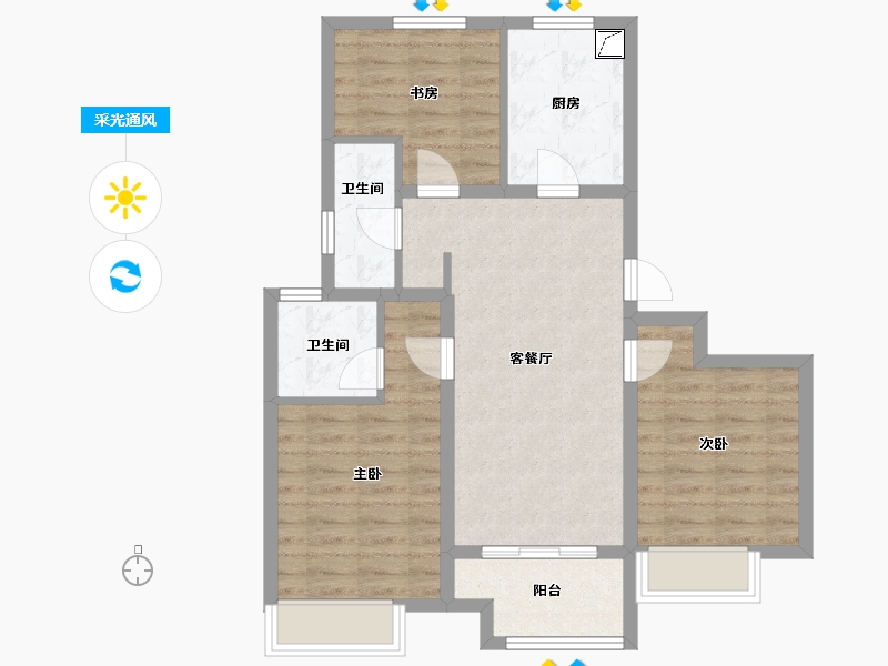 上海-上海市-港城悦庭-73.60-户型库-采光通风