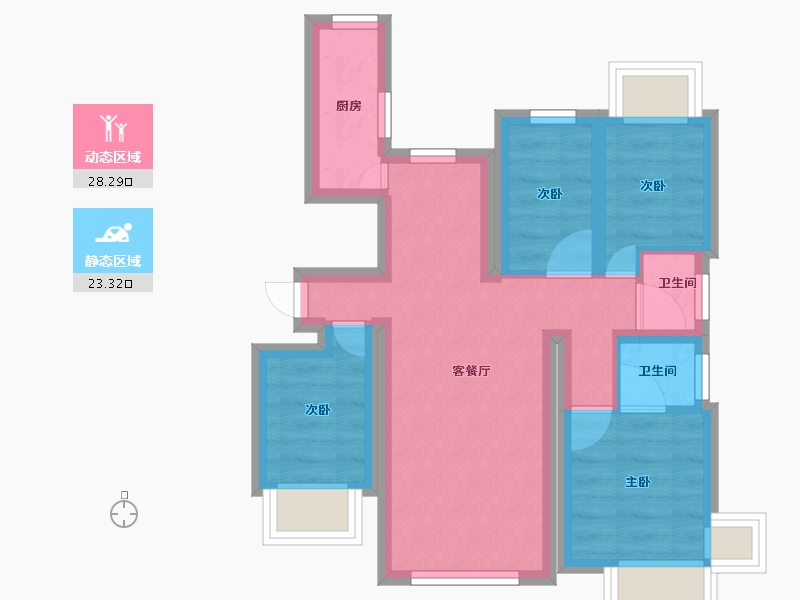 河北省-廊坊市-宝石花苑-43.49-户型库-动静分区