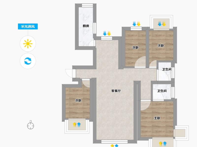 河北省-廊坊市-宝石花苑-43.49-户型库-采光通风