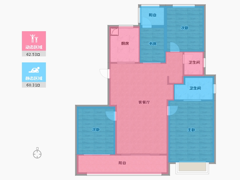 上海-上海市-雅戈尔星海云境-111.20-户型库-动静分区