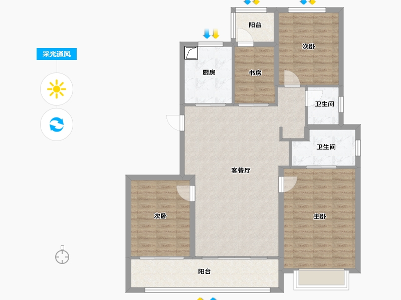 上海-上海市-雅戈尔星海云境-111.20-户型库-采光通风