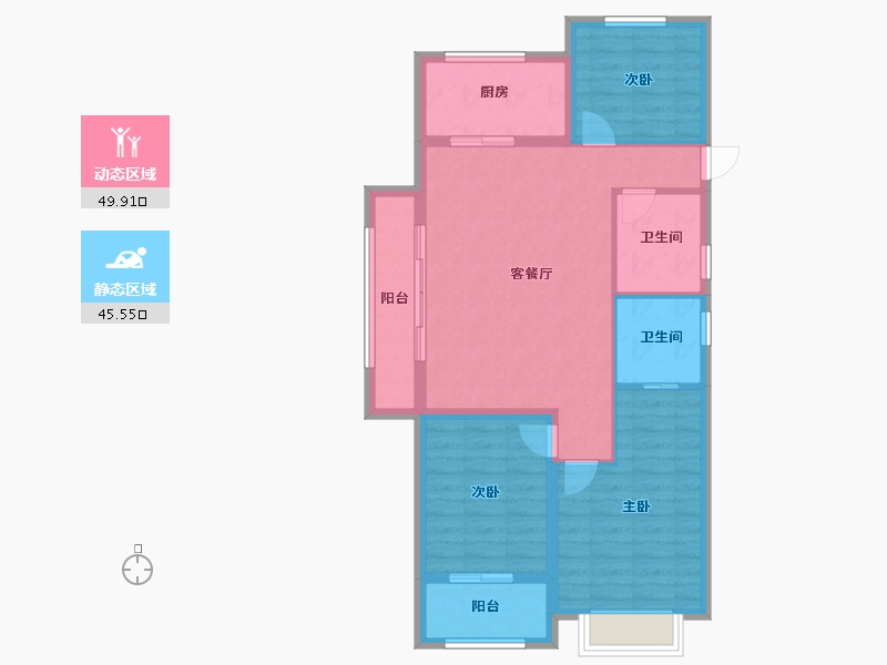 浙江省-丽水市-凯兴君瑞府-85.61-户型库-动静分区