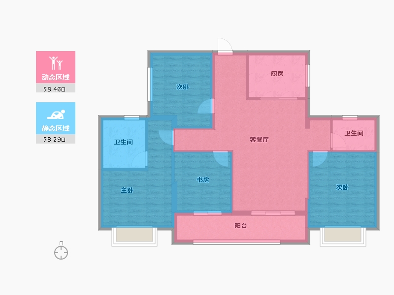 浙江省-丽水市-宝业溪山樾-105.61-户型库-动静分区