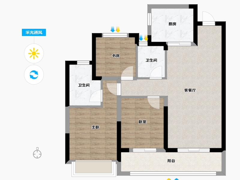 浙江省-杭州市-杭与城-79.50-户型库-采光通风