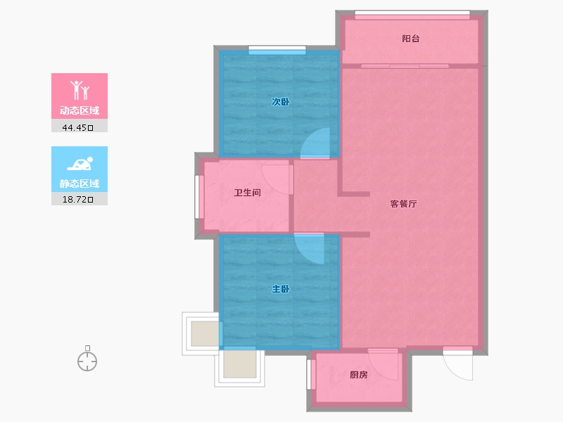 河北省-廊坊市-宝石花苑-57.23-户型库-动静分区