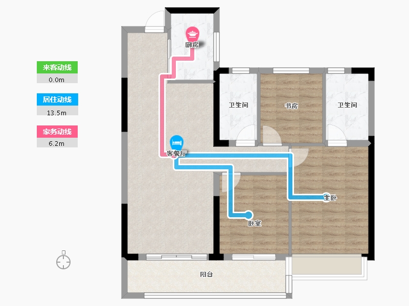 浙江省-杭州市-紫阅云宸里-89.72-户型库-动静线