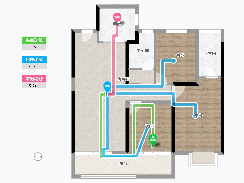 湖北省-武汉市-天创坦达·月湖云庄-88.64-户型库-动静线