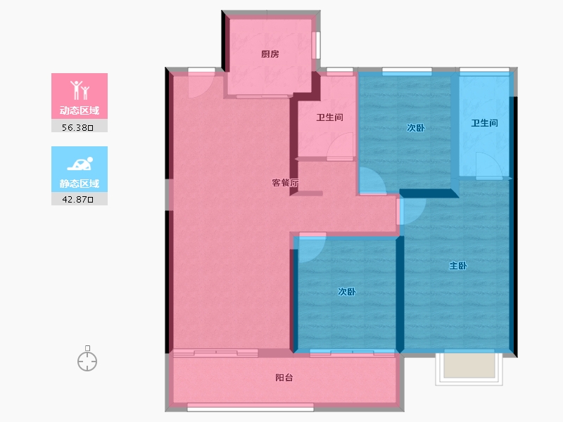 湖北省-武汉市-天创坦达·月湖云庄-88.64-户型库-动静分区