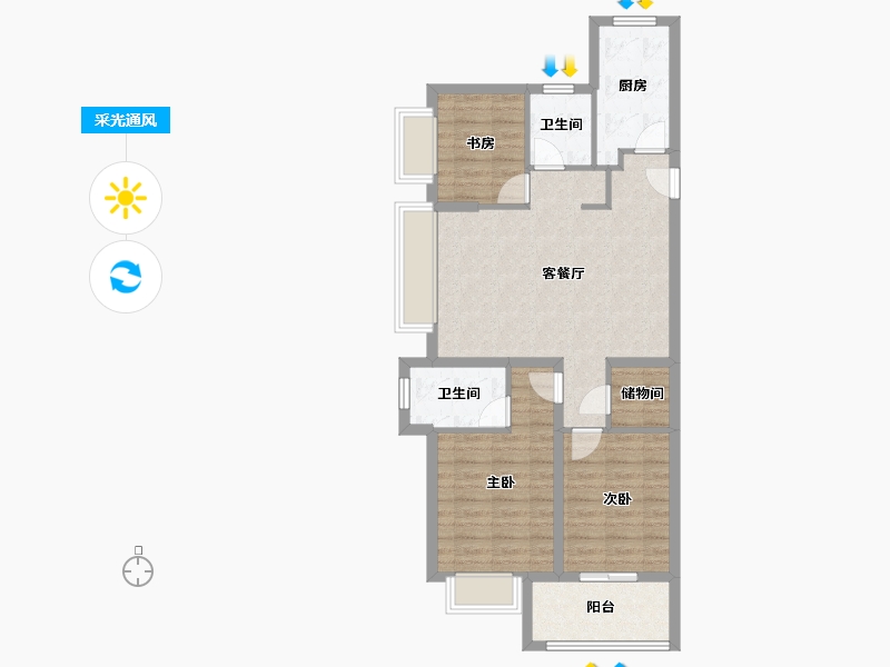 上海-上海市-雅戈尔星海云境-80.00-户型库-采光通风