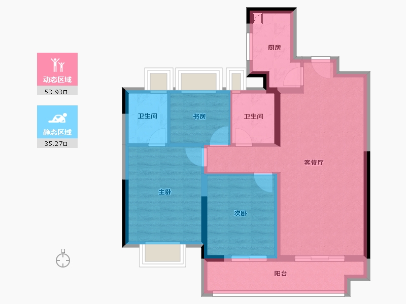 湖北省-武汉市-天创黄金时代-79.29-户型库-动静分区