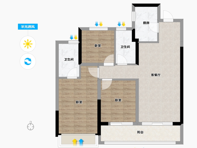 浙江省-杭州市-融创·杭曜之城-78.93-户型库-采光通风