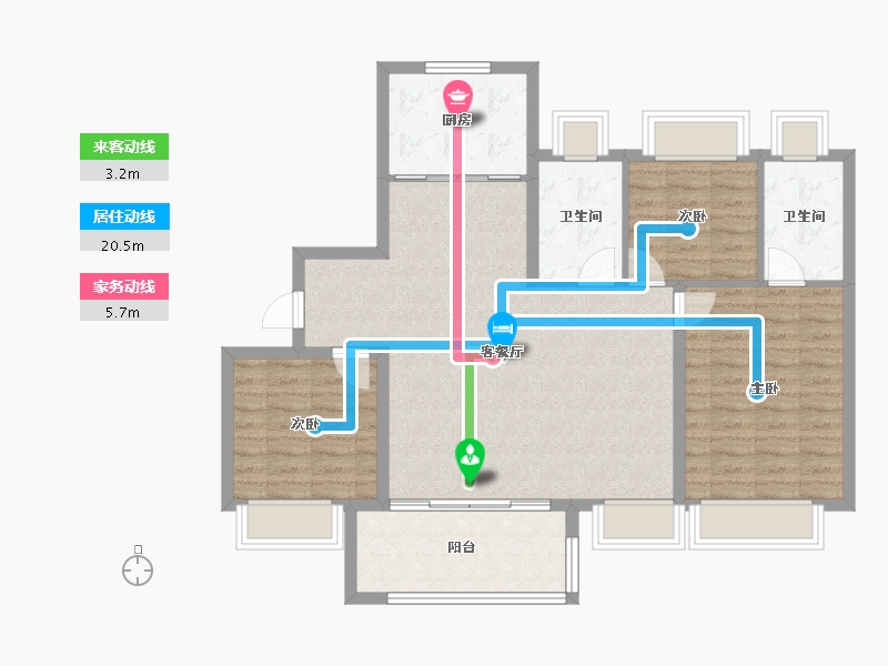 上海-上海市-招商虹桥璀璨时代-96.00-户型库-动静线