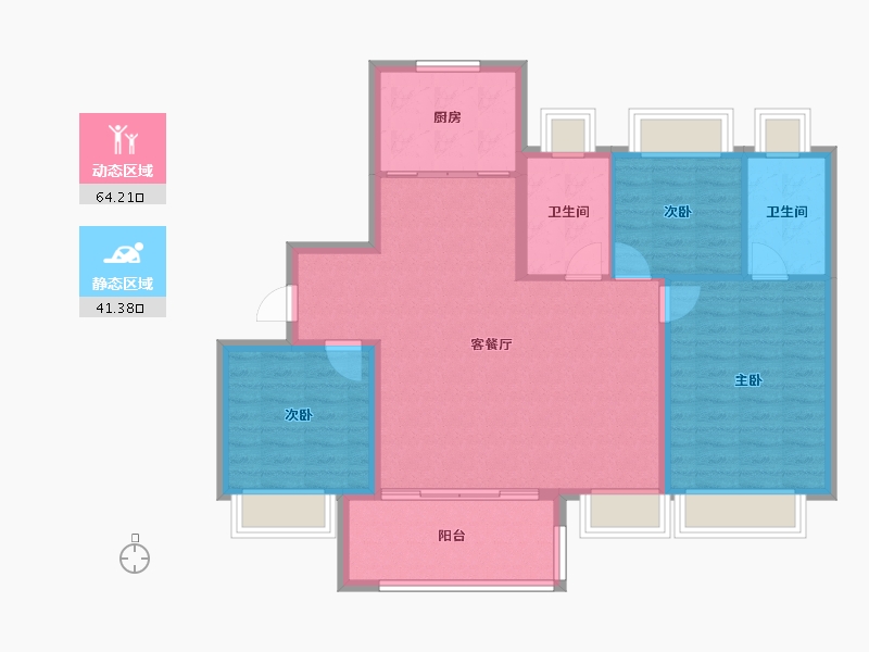 上海-上海市-招商虹桥璀璨时代-96.00-户型库-动静分区