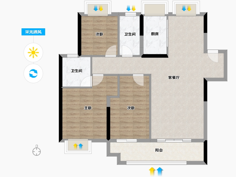 湖北省-武汉市-城投融创国博城-97.07-户型库-采光通风