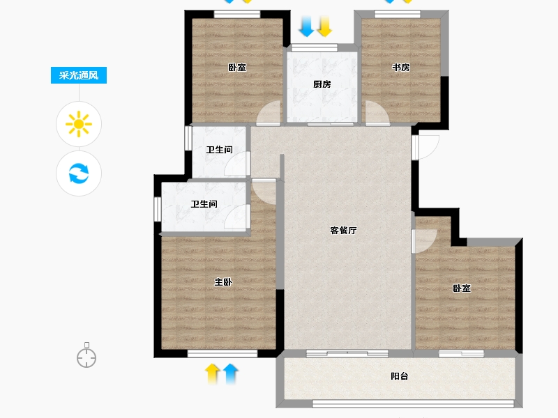 浙江省-宁波市-奥克斯·山悦云庭-104.71-户型库-采光通风