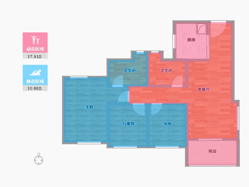 广东省-广州市-招商电建雍云邸-60.80-户型库-动静分区