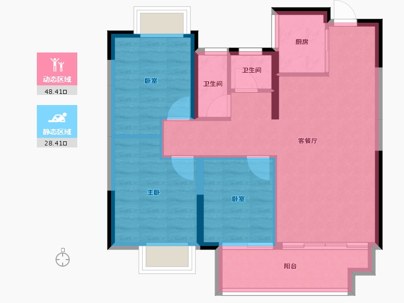 湖北省-武汉市-能建·长江华府-68.87-户型库-动静分区