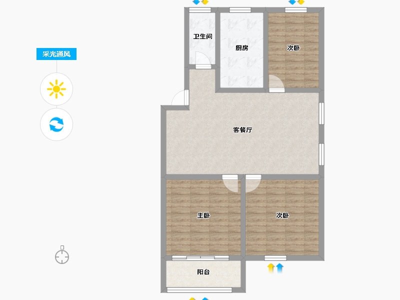 江苏省-南京市-宁工新寓—村-89.66-户型库-采光通风