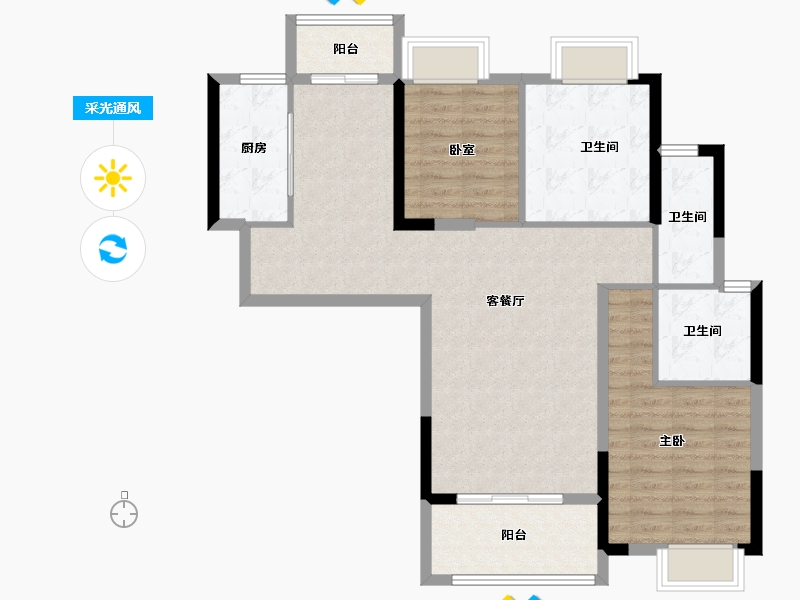 湖北省-武汉市-鼎盛璟城-93.39-户型库-采光通风